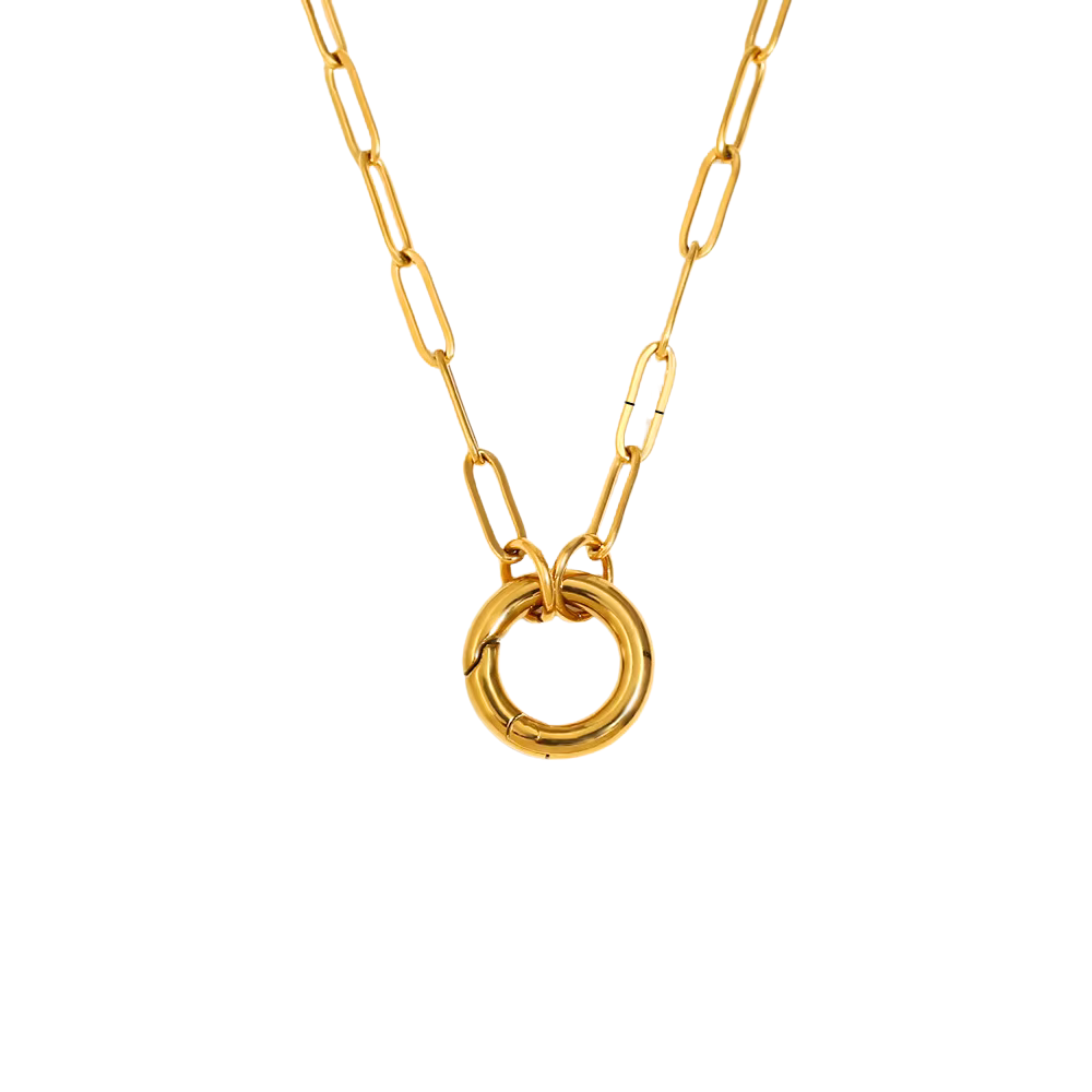 Paperclip O Ring Charm Necklace
