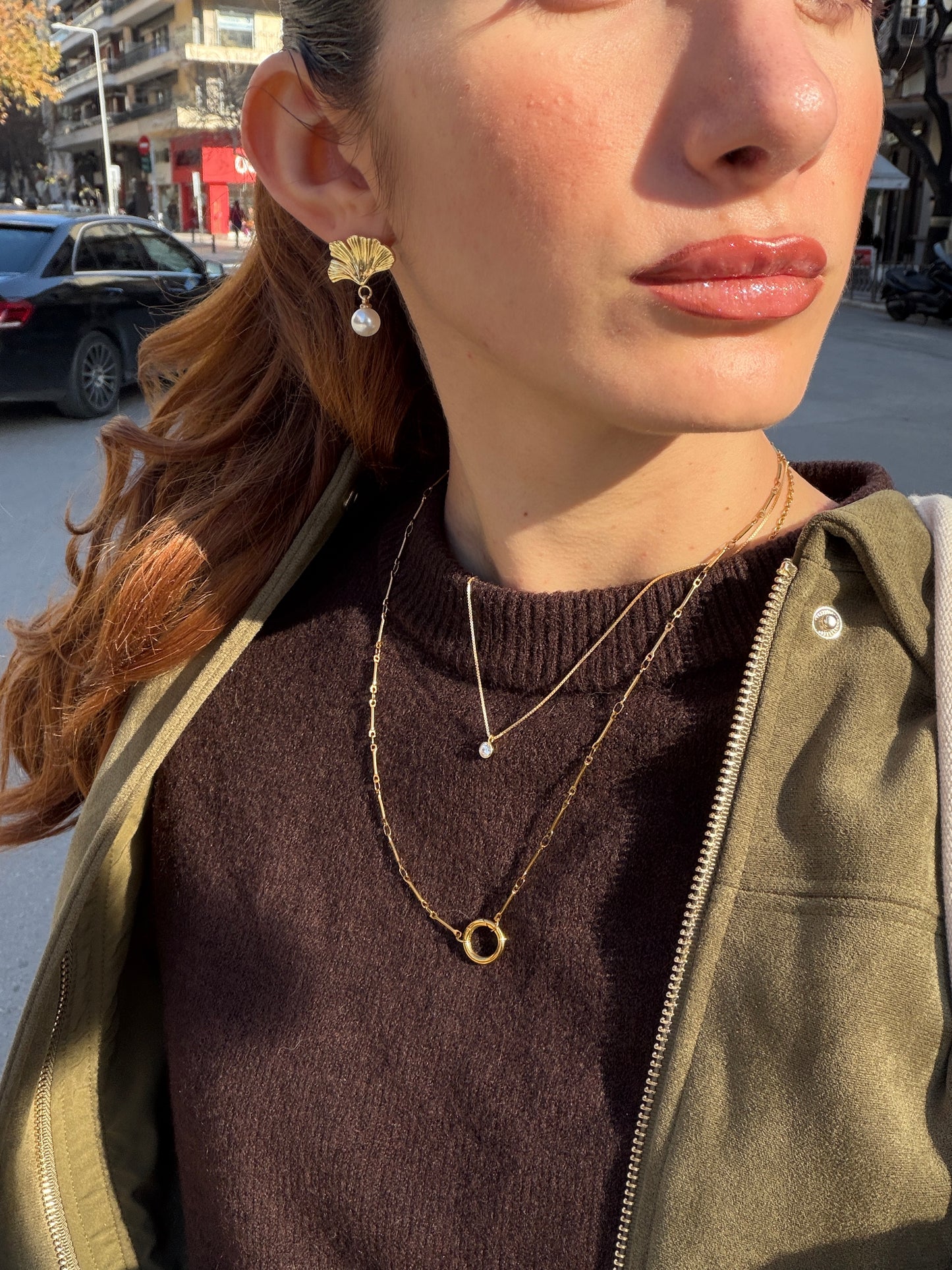 Ginkgo Leaf Pearl Earrings