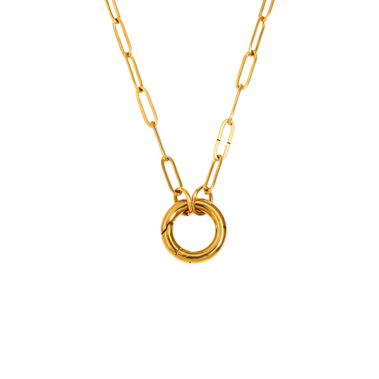 Paperclip O Ring Charm Necklace