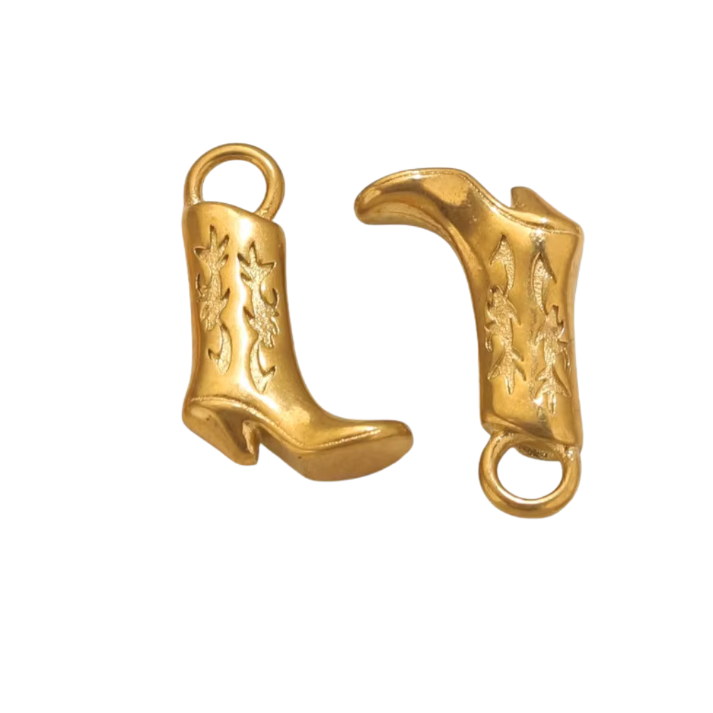 Cowboy Boots Charm - Stainless Steel Gold Plated