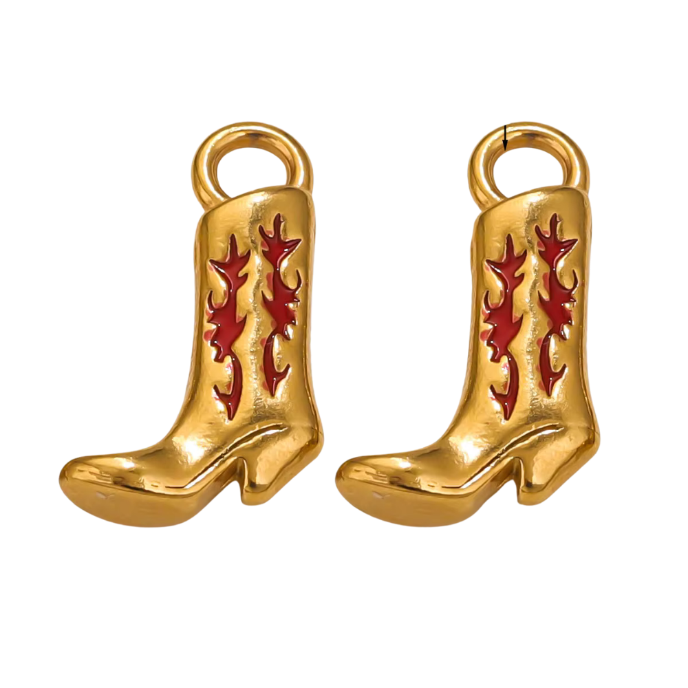 Cowboy Boots Charm - Stainless Steel Gold Plated