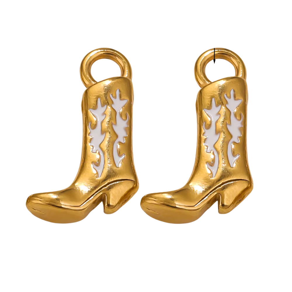 Cowboy Boots Charm - Stainless Steel Gold Plated