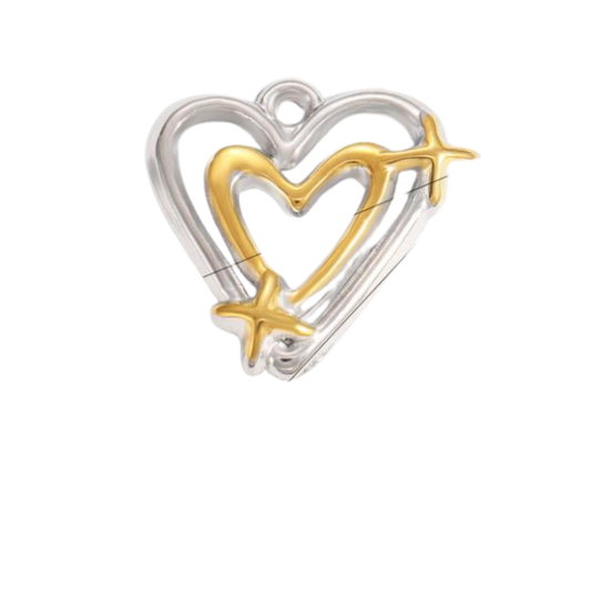 Lucky Star & Heart Charm Two Tone